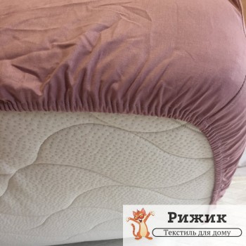 Простынь на резинке Ярослав бязь Бежево - сливовая 01 (90*200+20см)