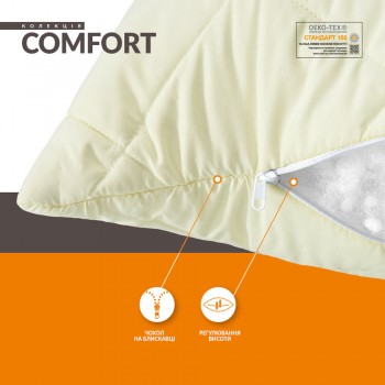 Подушка IDEIA Comfort Standart на молнии Молоко (50*70см)