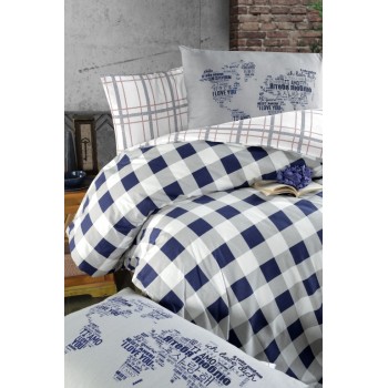 Постельное белье First Choice ранфорс Edmon Navy Blue (Евро)